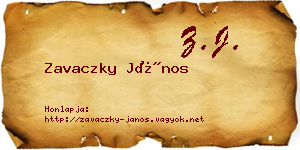 Zavaczky János névjegykártya